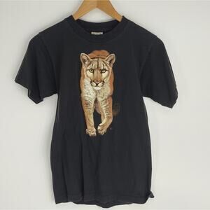 Born To Be Wild Lion Black Tee Shirt Vintage Mountain Single Stitch Size Small